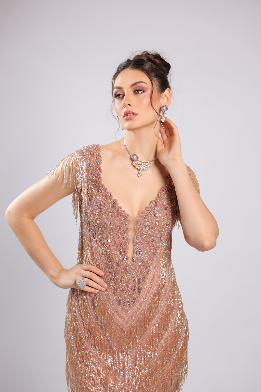 Peach Net Gown