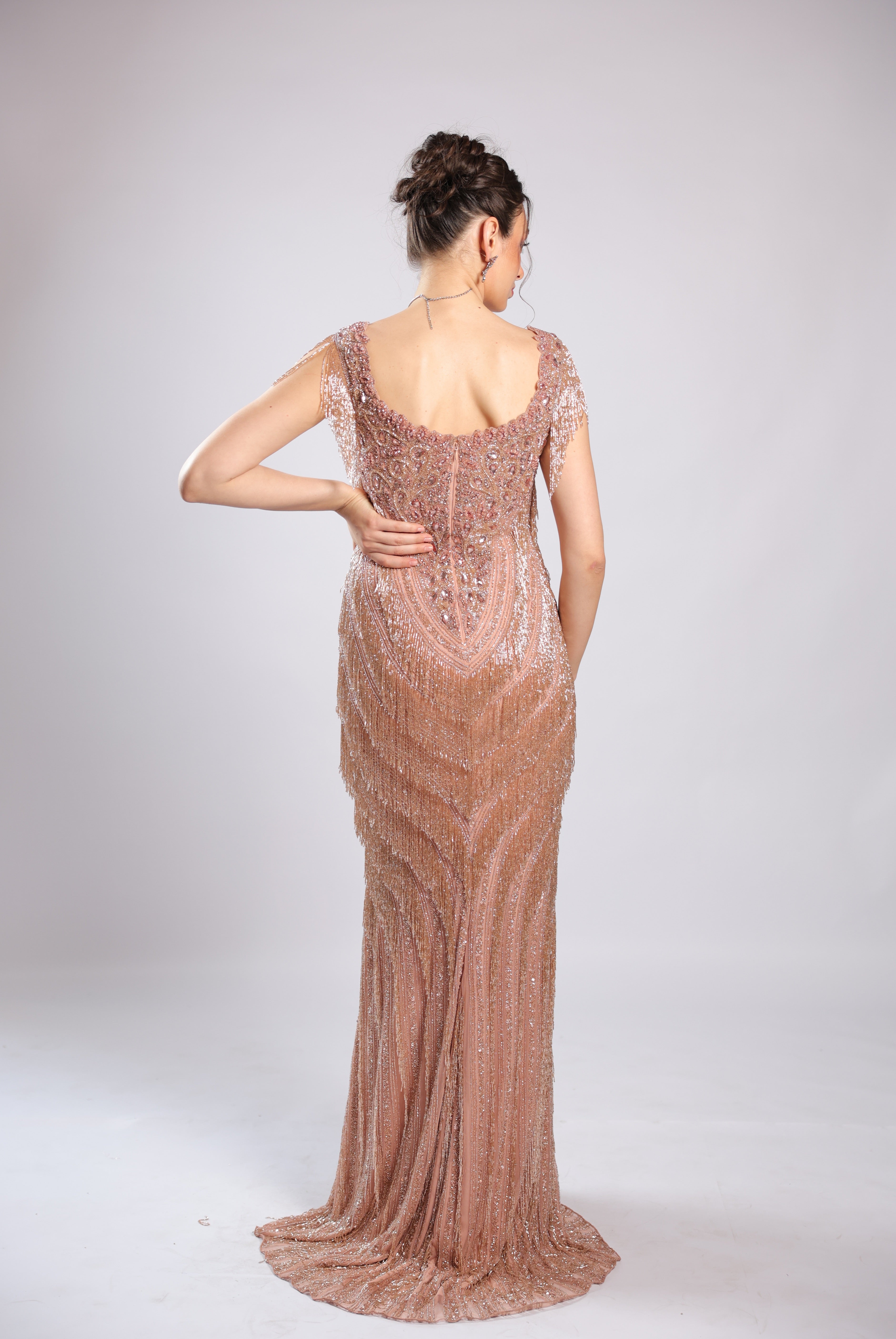 Peach Net Gown
