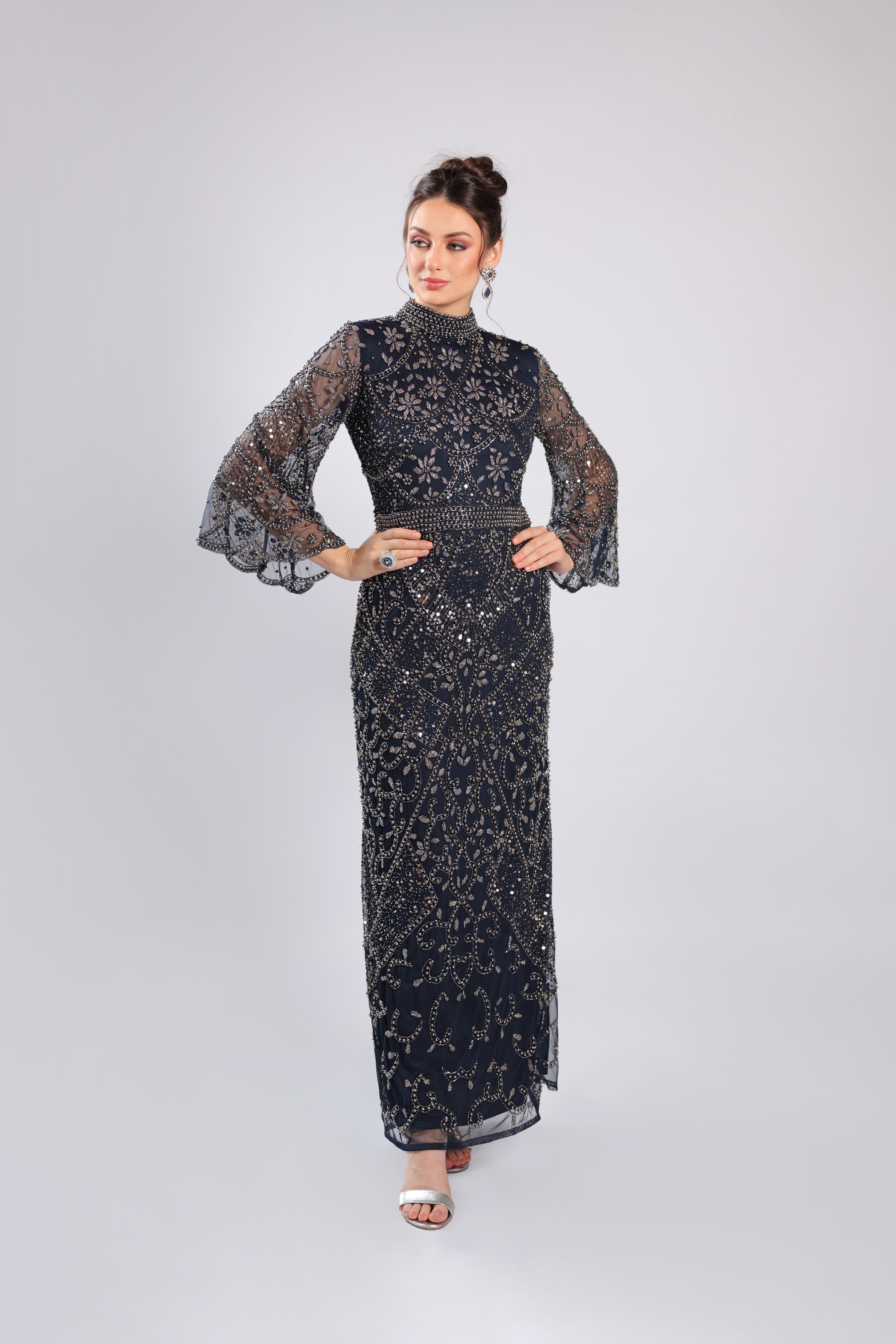 Navy Blue Net Gown