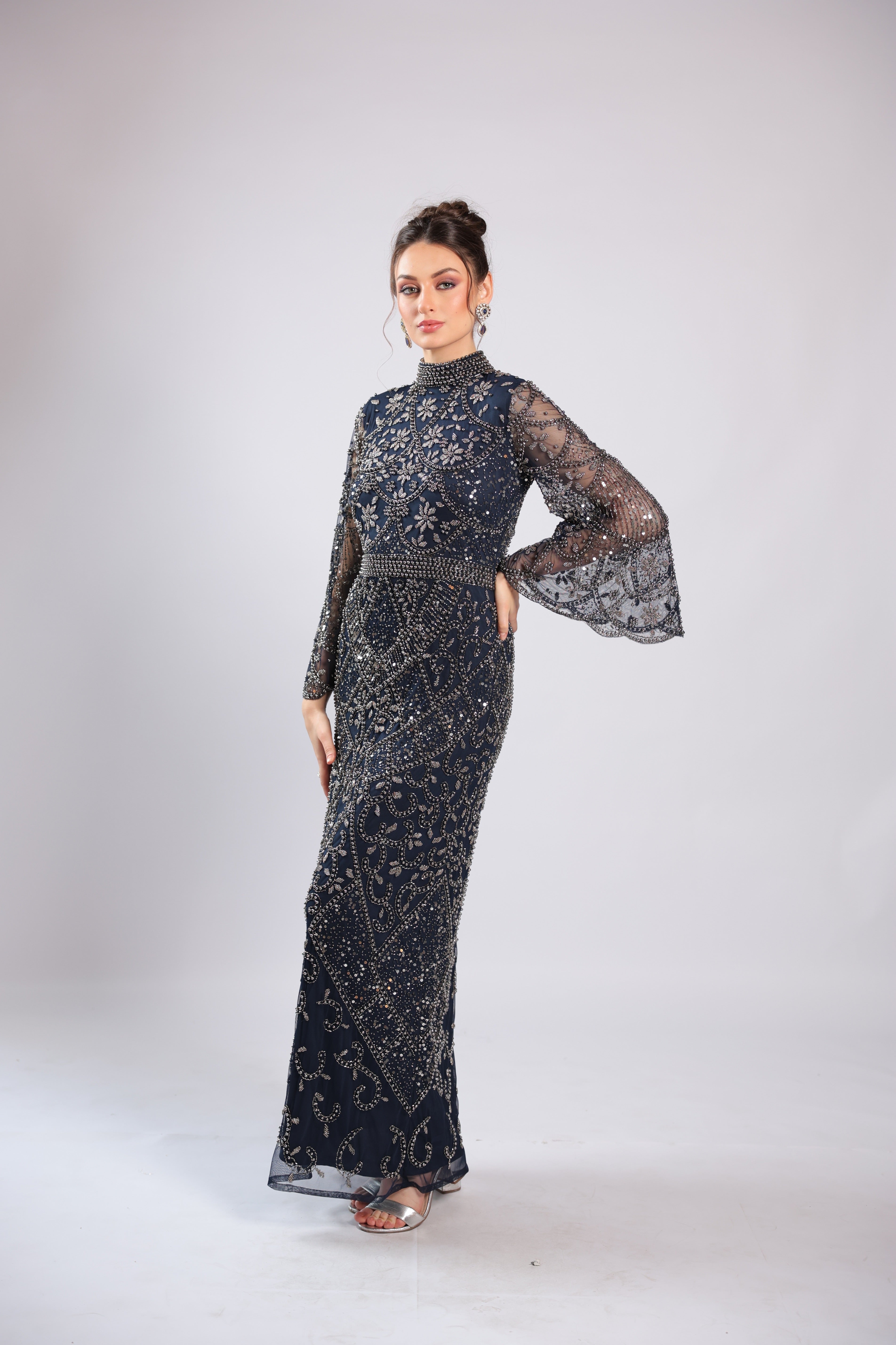 Navy Blue Net Gown