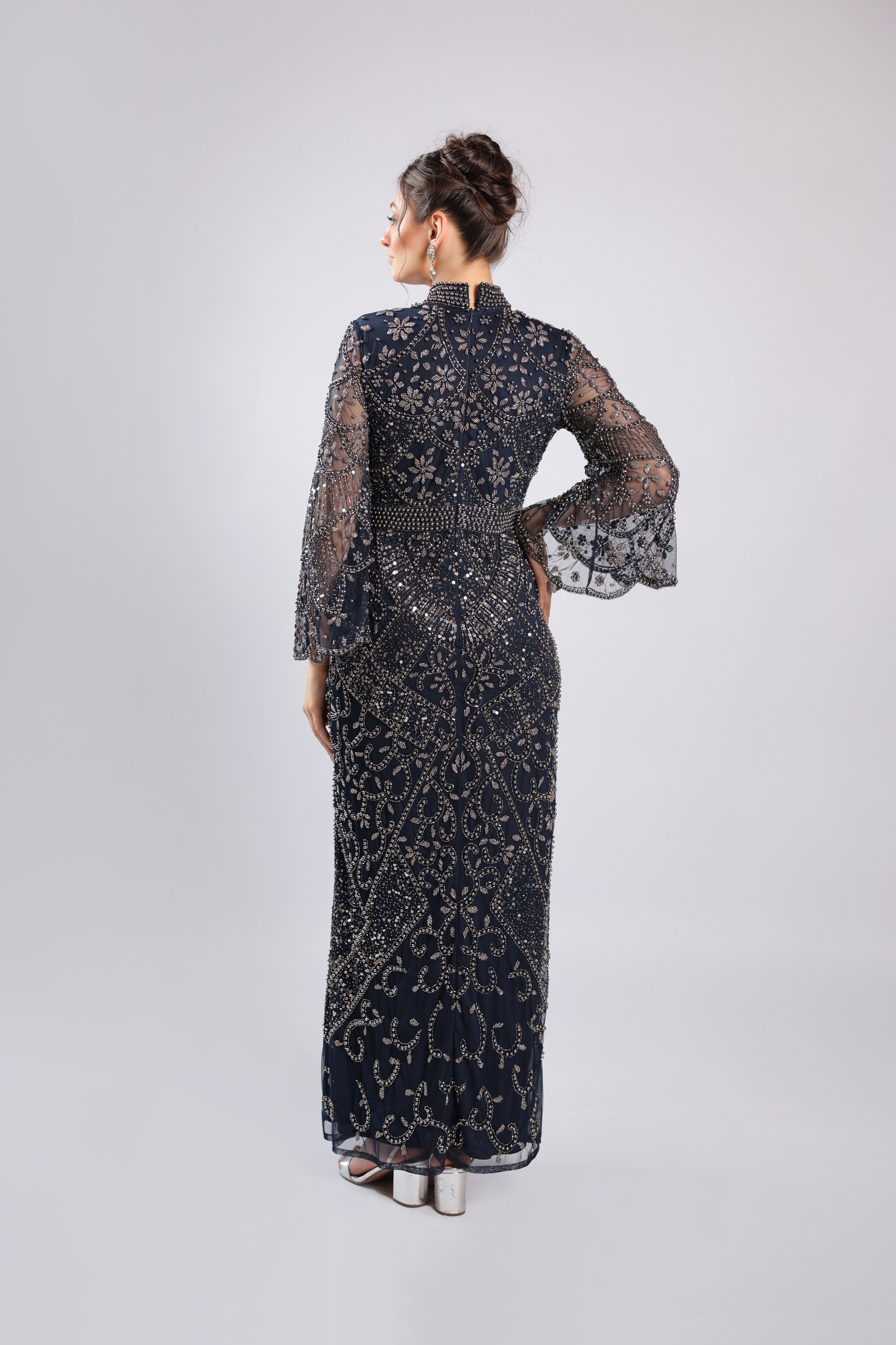 Navy Blue Net Gown