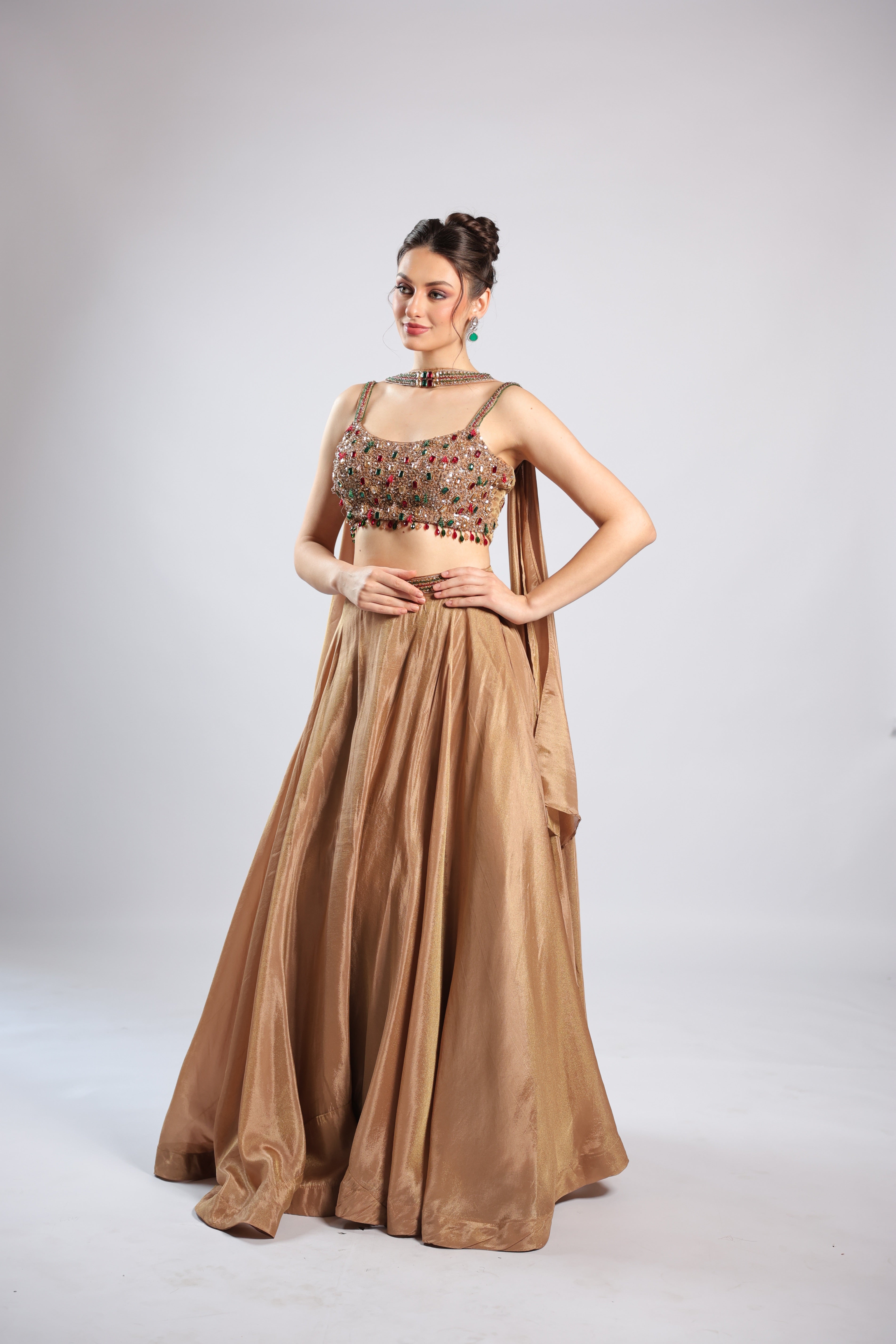 Gold Tissue Lehenga Choli