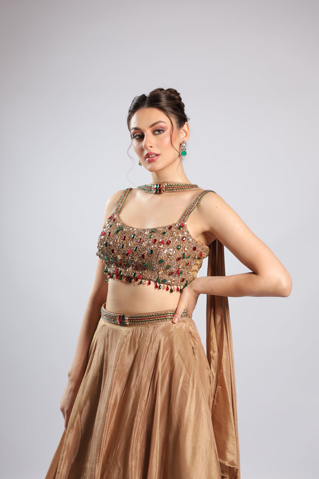 Gold Tissue Lehenga Choli