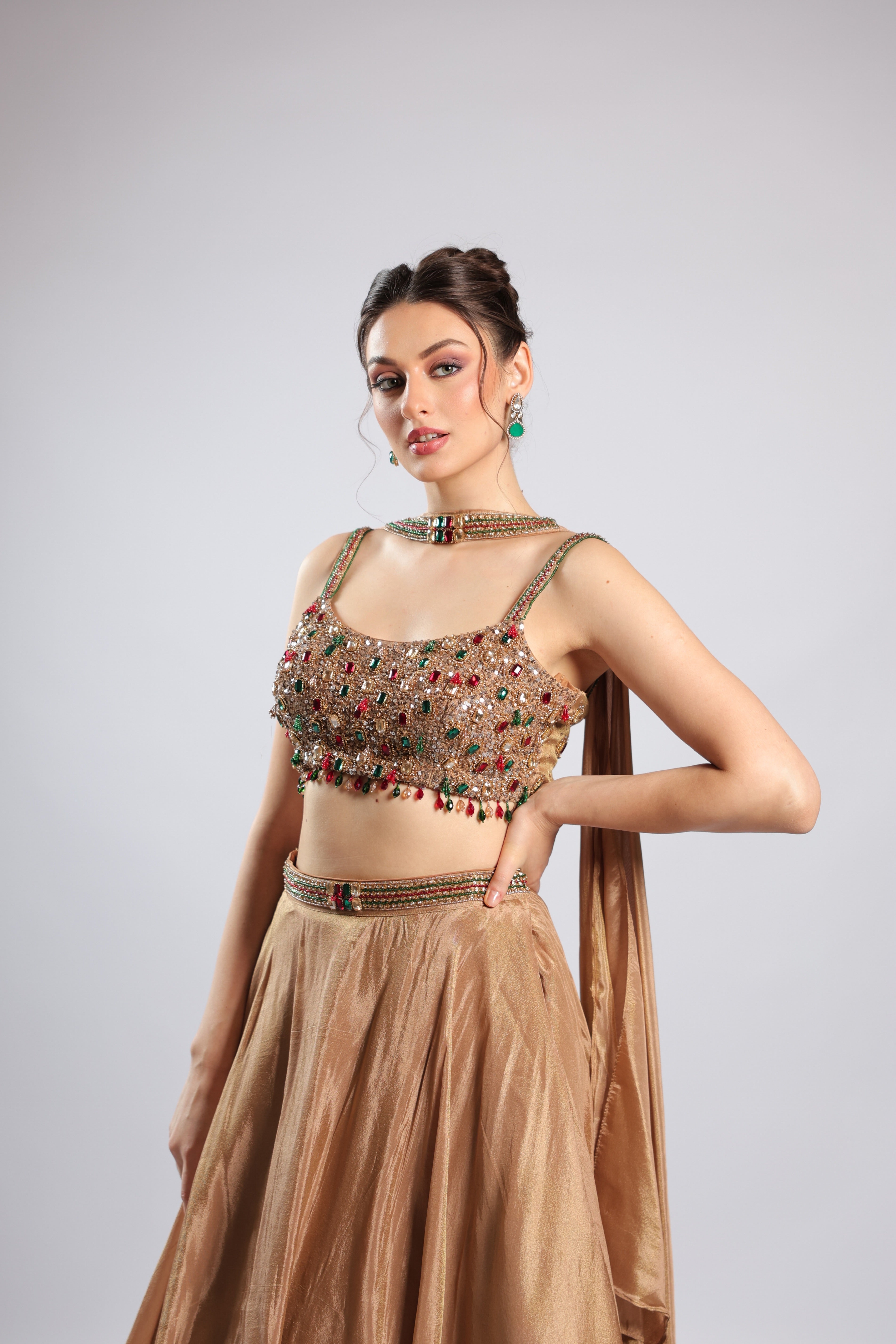 Gold Tissue Lehenga Choli