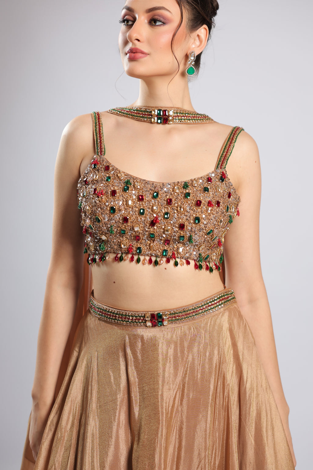 Gold Tissue Lehenga Choli