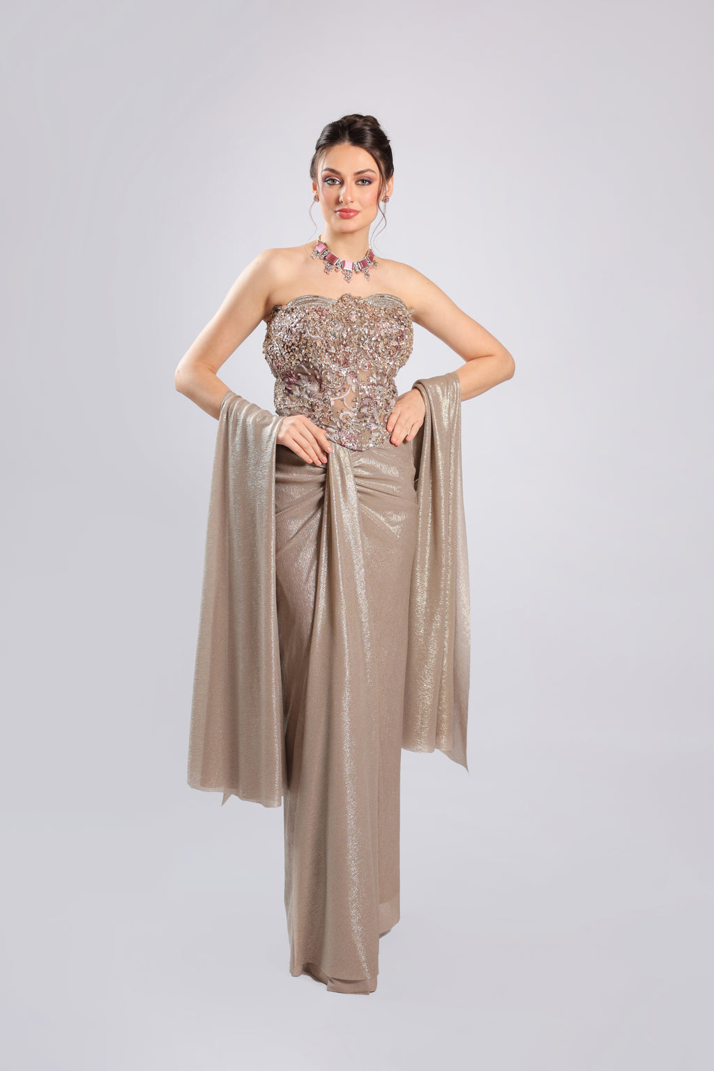 Golden Shimmer Lycra Lehenga Choli