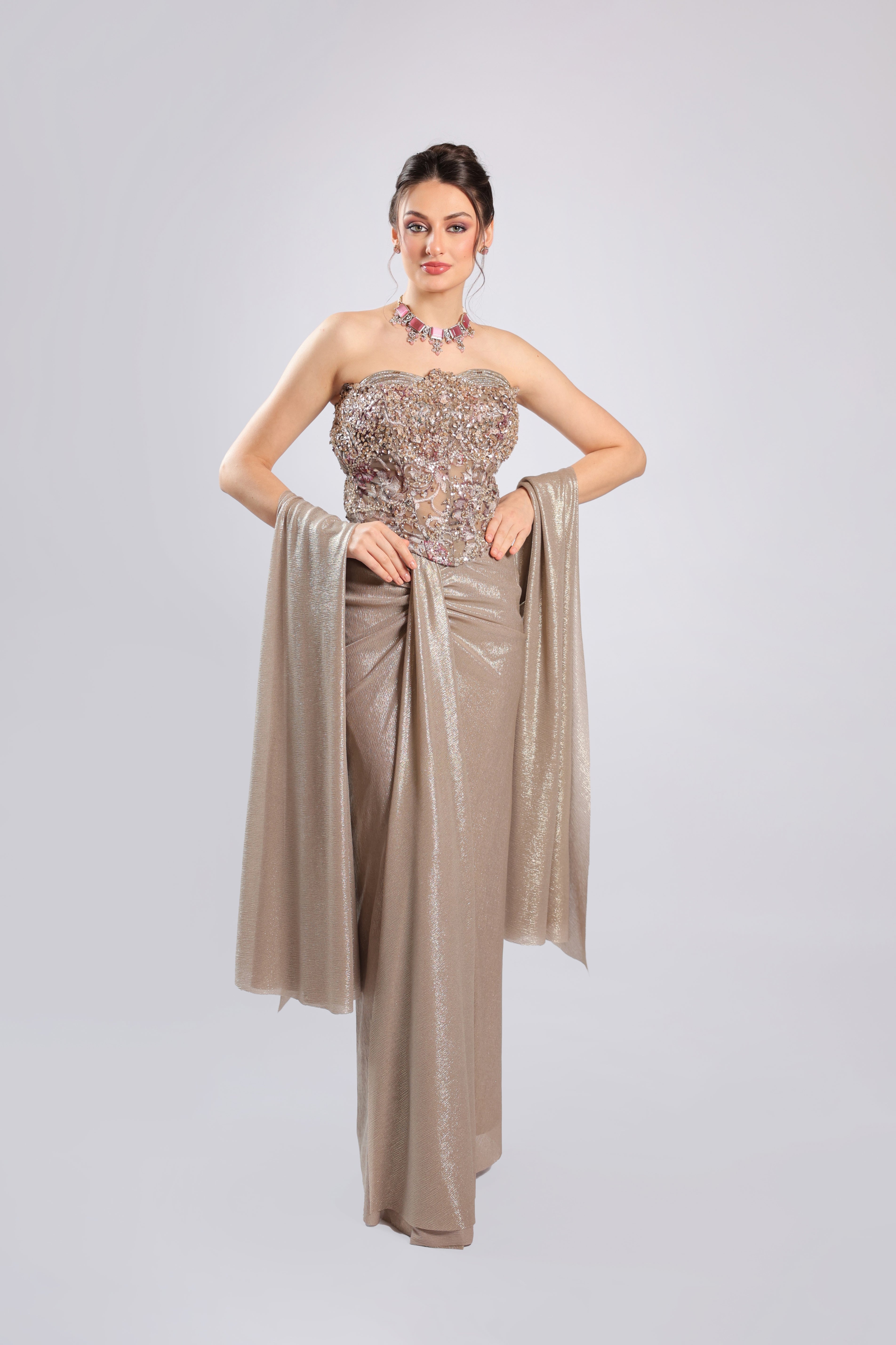 Golden Shimmer Lycra Lehenga Choli