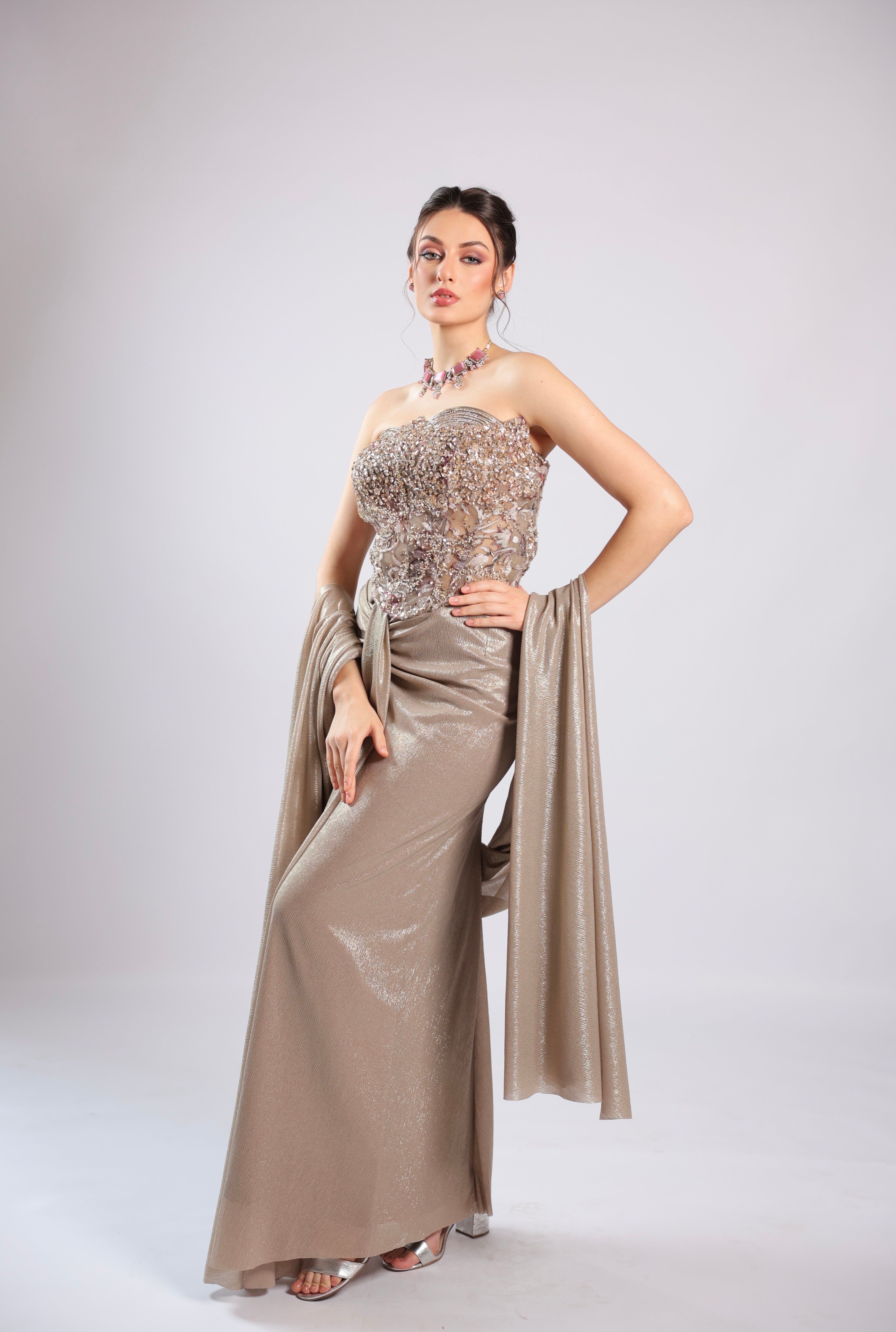 Golden Shimmer Lycra Lehenga Choli