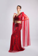 Red Net Lehenga Choli