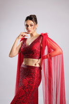 Red Net Lehenga Choli