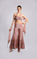 Onion Pink Crepe Kurti Set Dupatta