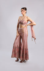 Onion Pink Crepe Kurti Set Dupatta