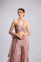 Onion Pink Crepe Kurti Set Dupatta