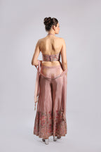 Onion Pink Crepe Kurti Set Dupatta