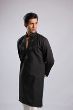 Black Sunburst Sequin, Bead & Cutdana Kurta Set