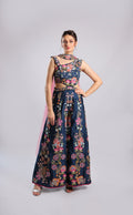 Navy Blue Raw Silk Jumpsuit