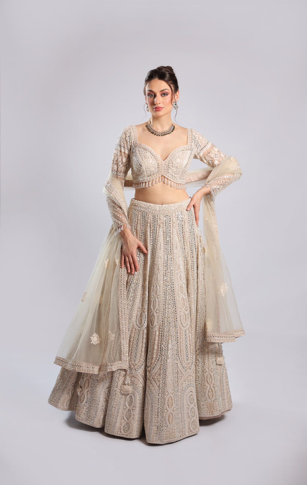 Ivory Net Lehenga Choli