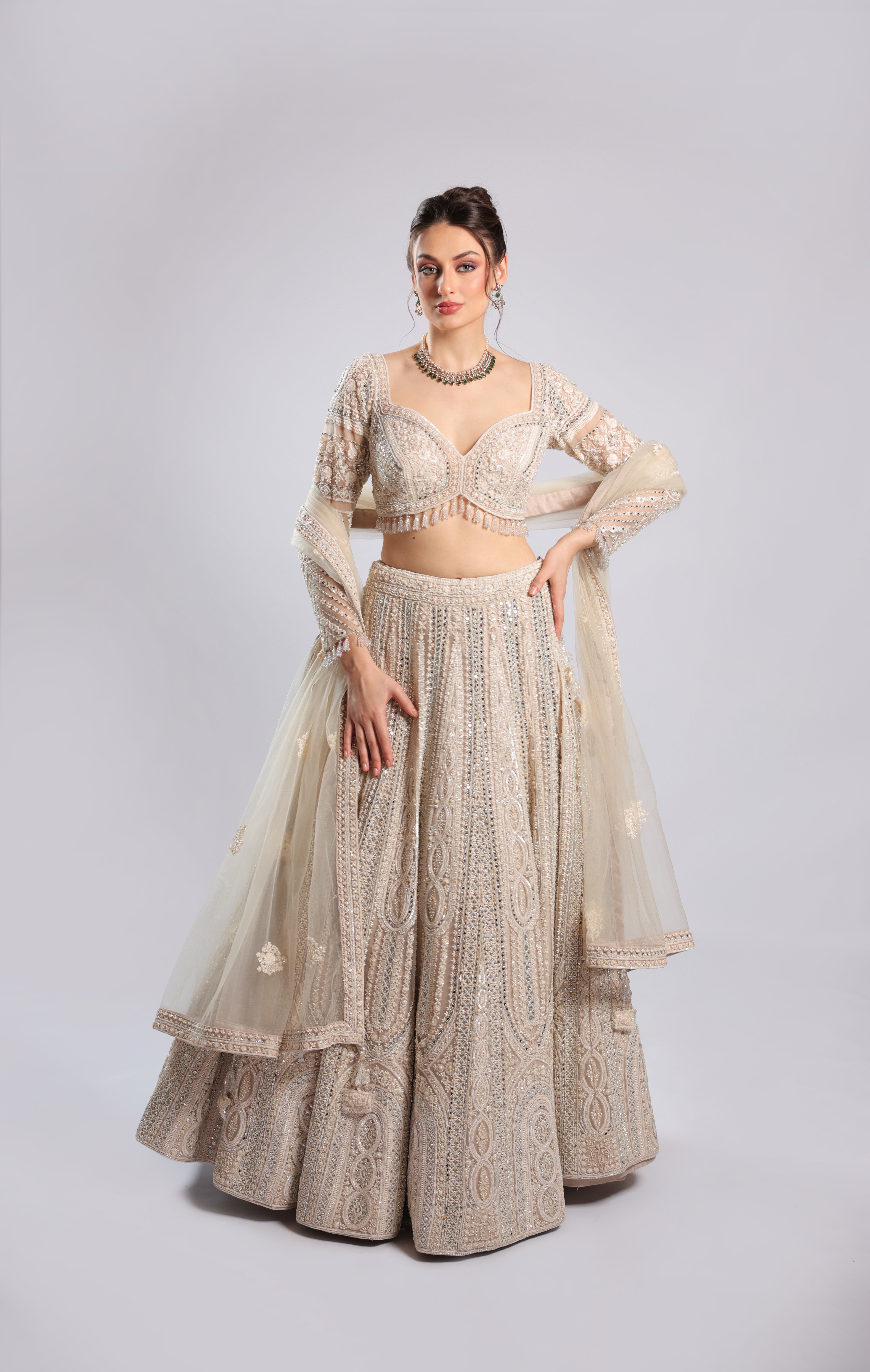 Ivory Net Lehenga Choli