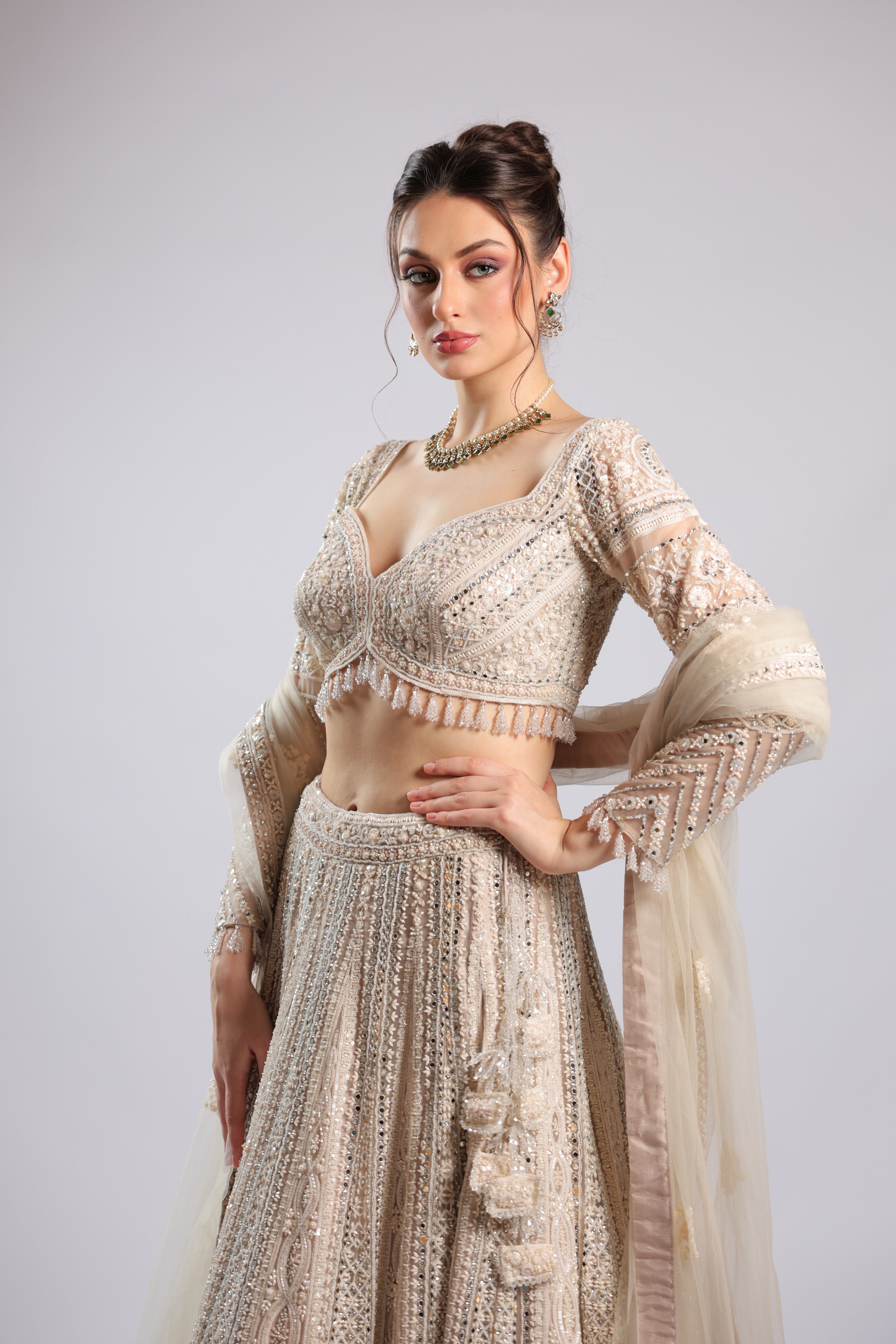 Ivory Net Lehenga Choli
