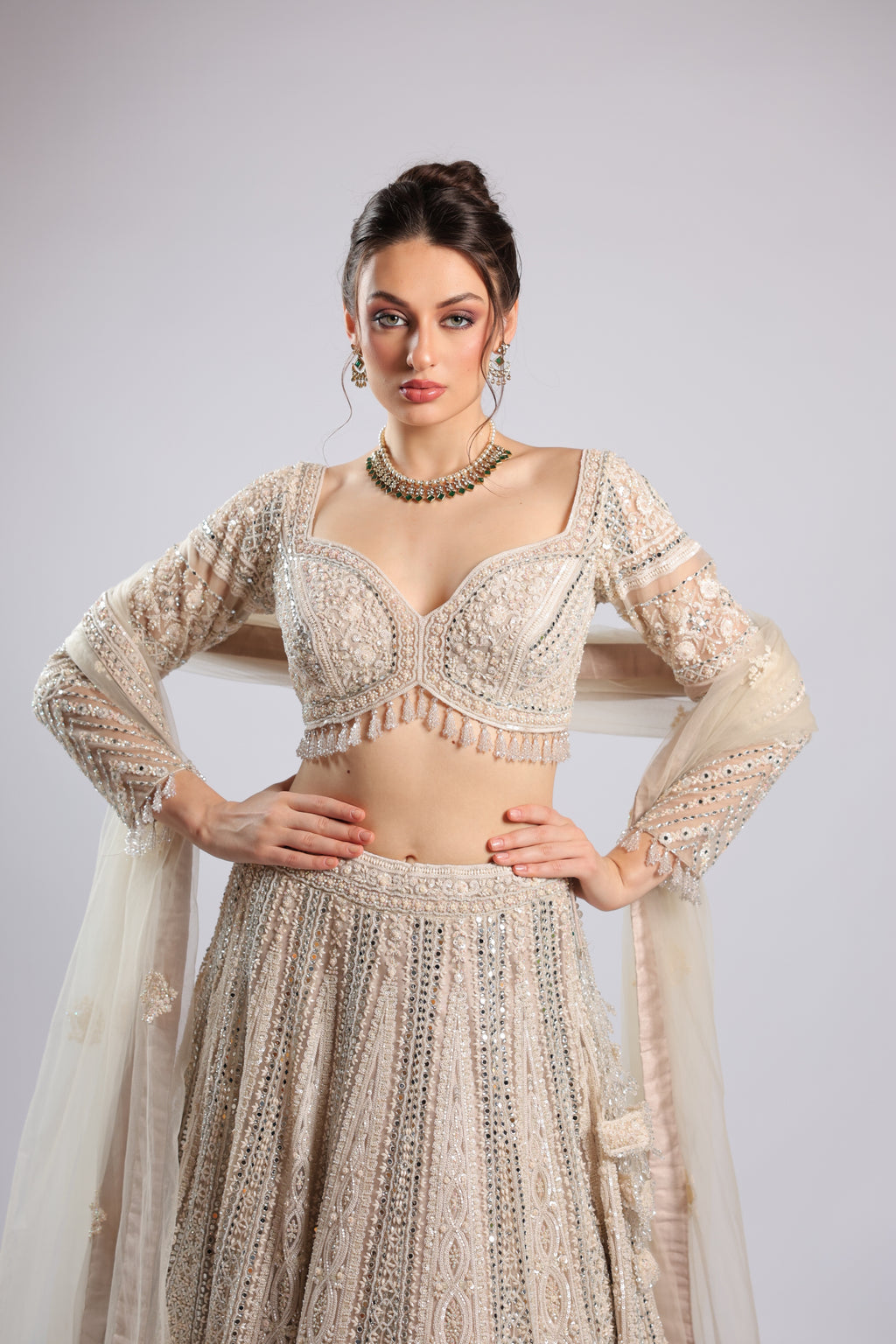 Ivory Net Lehenga Choli