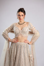 Ivory Net Lehenga Choli