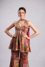 Multi Crepe Rm Plazo Set