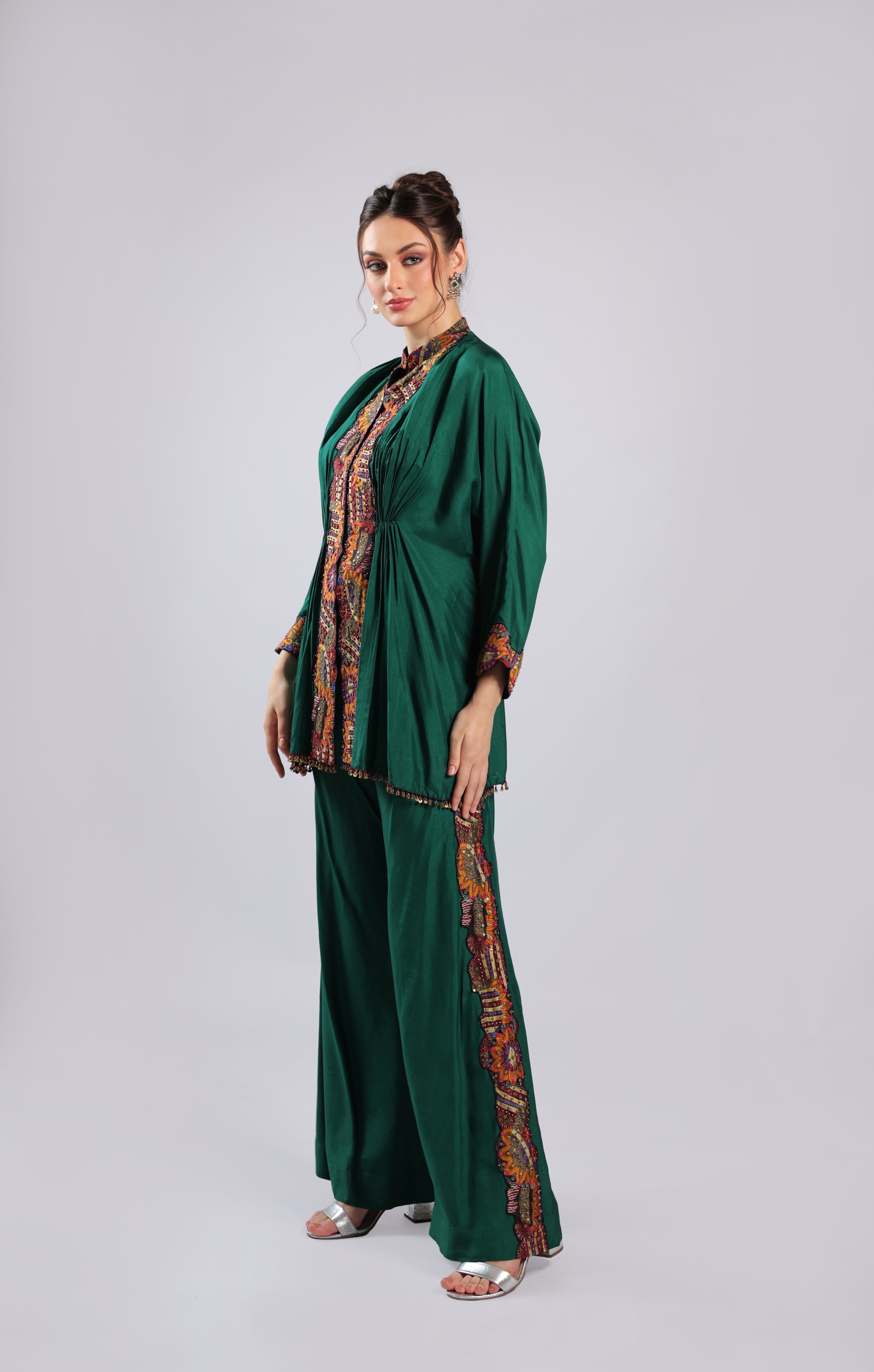 Emerald Green Crepe Rm Suit