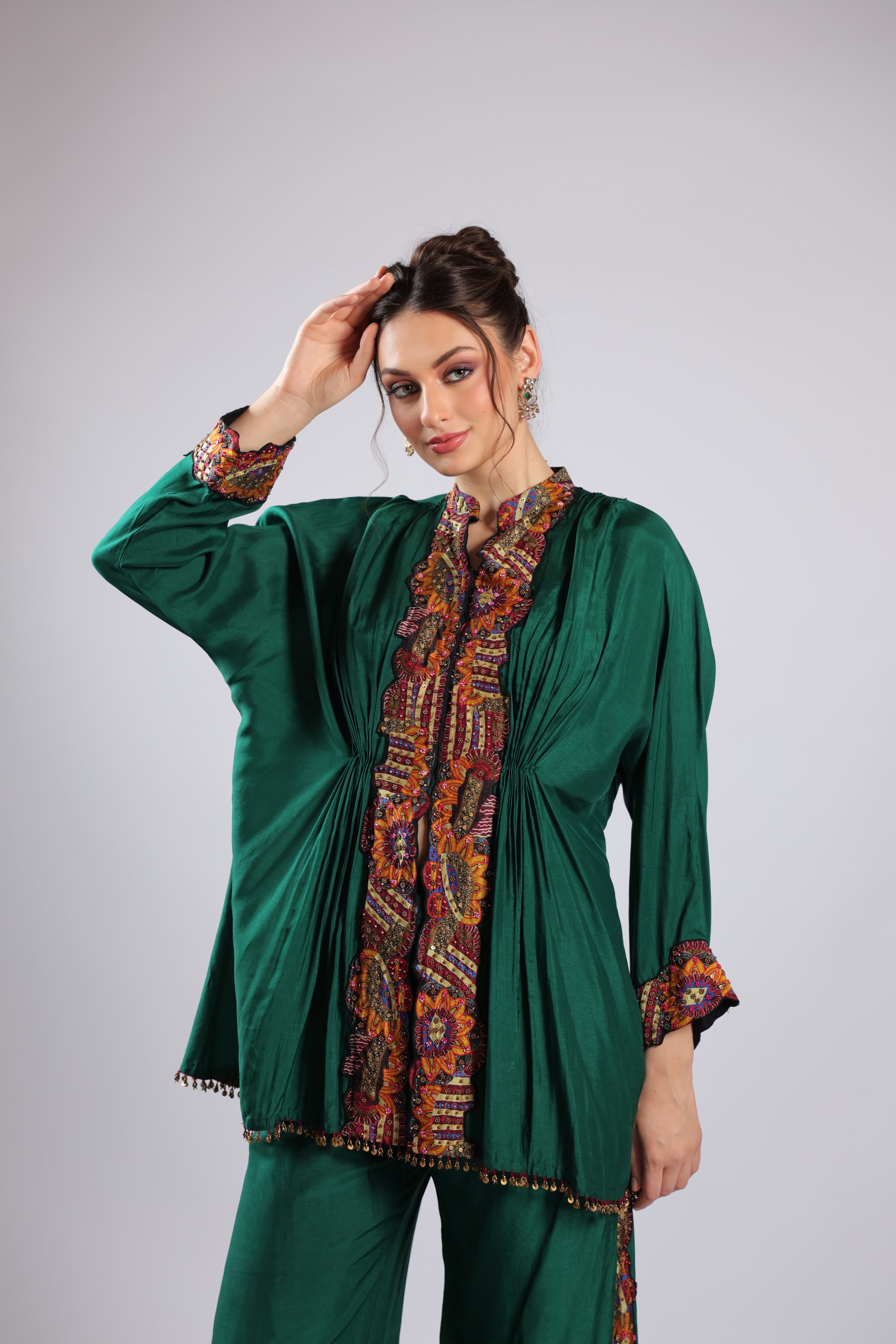 Emerald Green Crepe Rm Suit