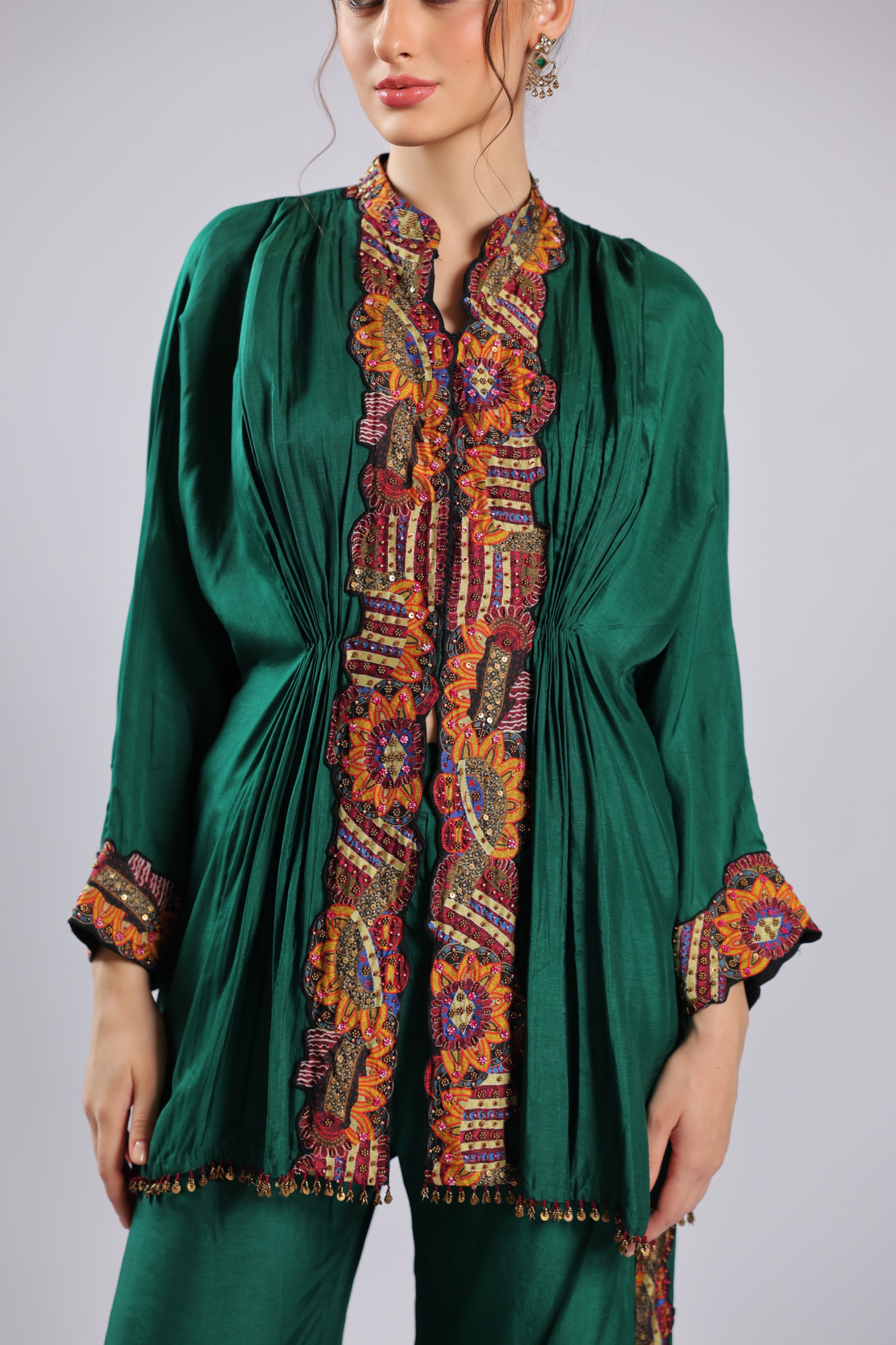 Emerald Green Crepe Rm Suit