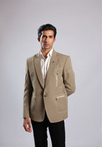 Beige Cotton Blend Blazer