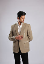 Beige Cotton Blend Blazer