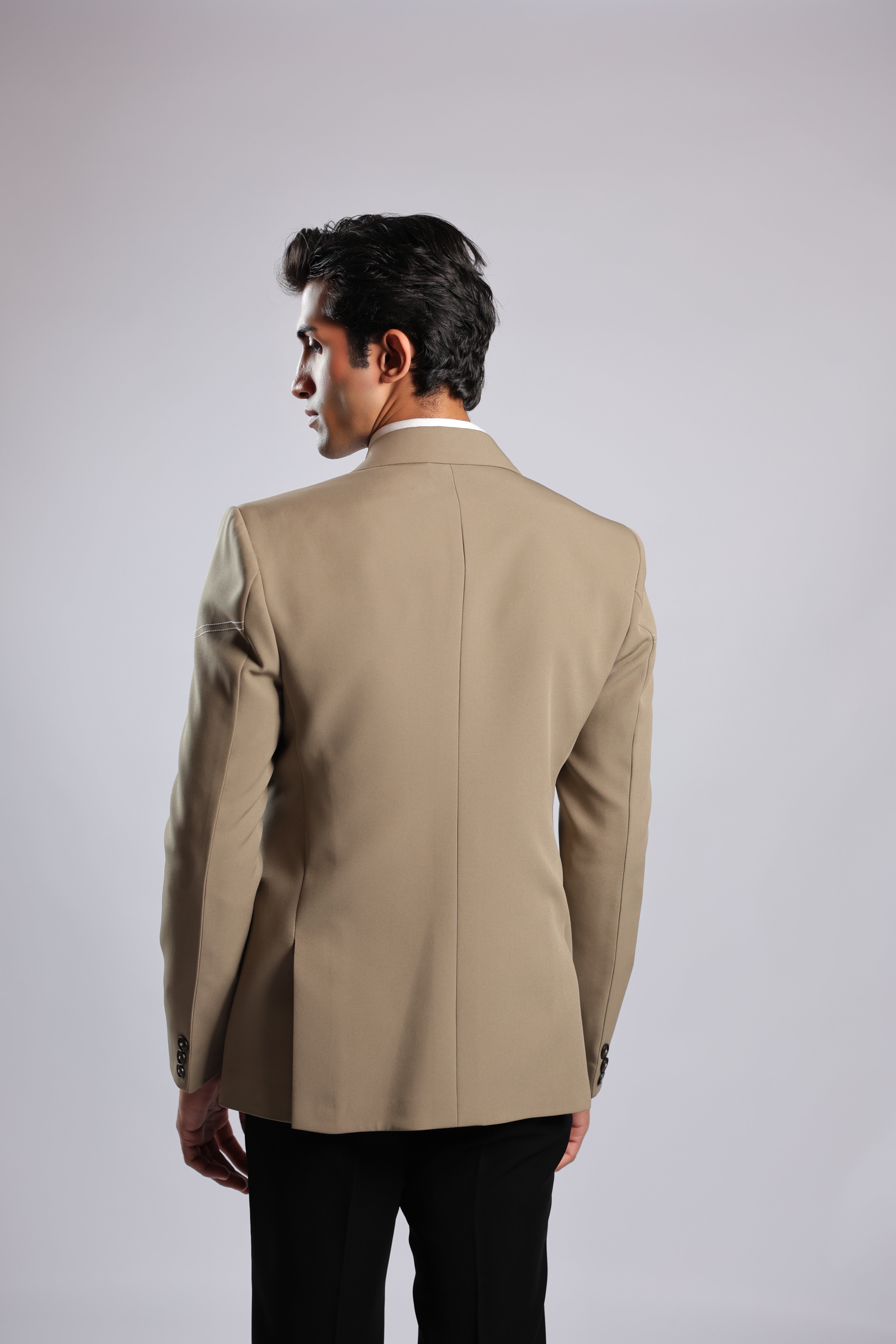 Beige Cotton Blend Blazer