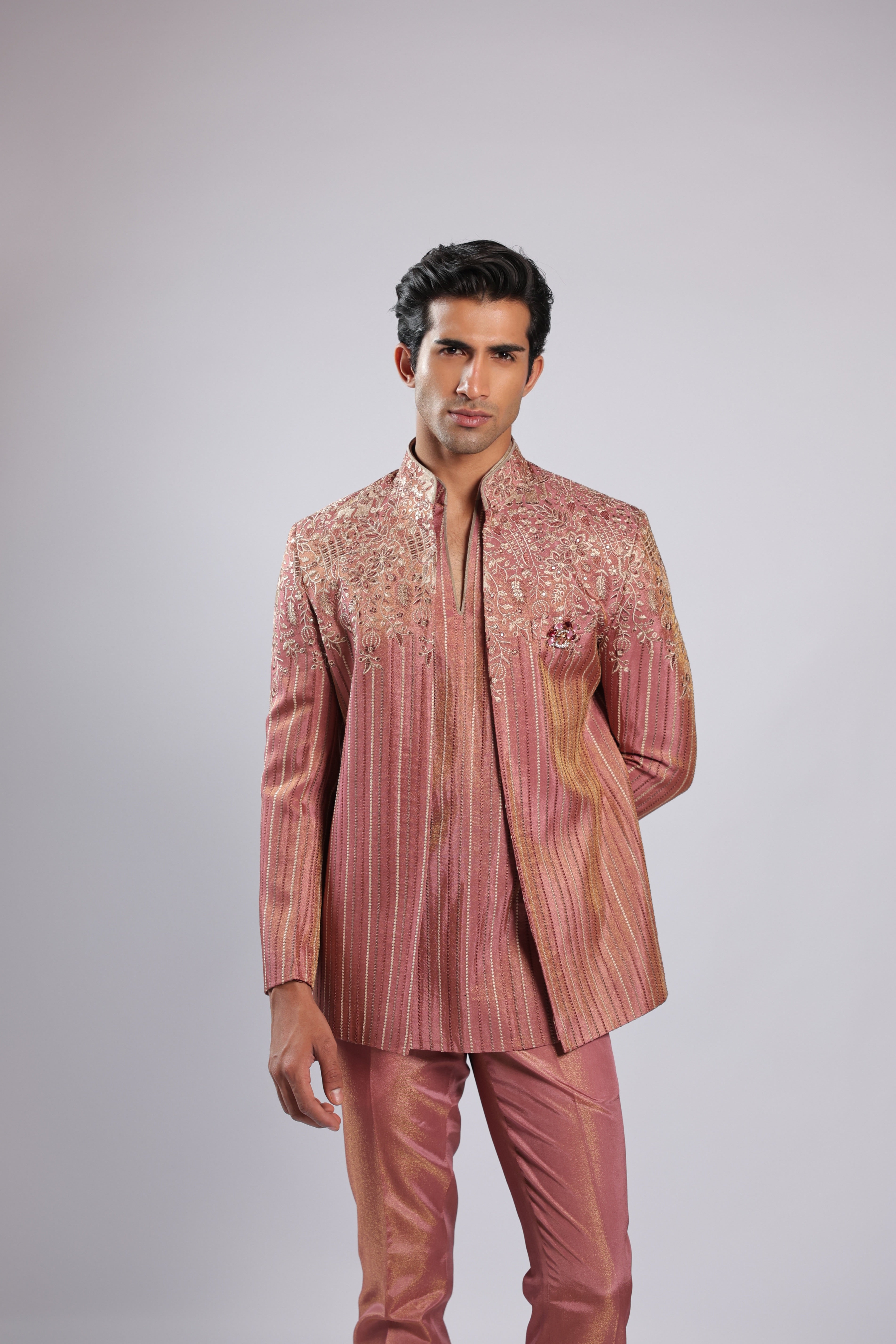 Onion Pink Cotton Silk Indo Set