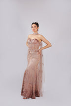 Peach Net Lehenga Choli