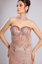Peach Net Lehenga Choli