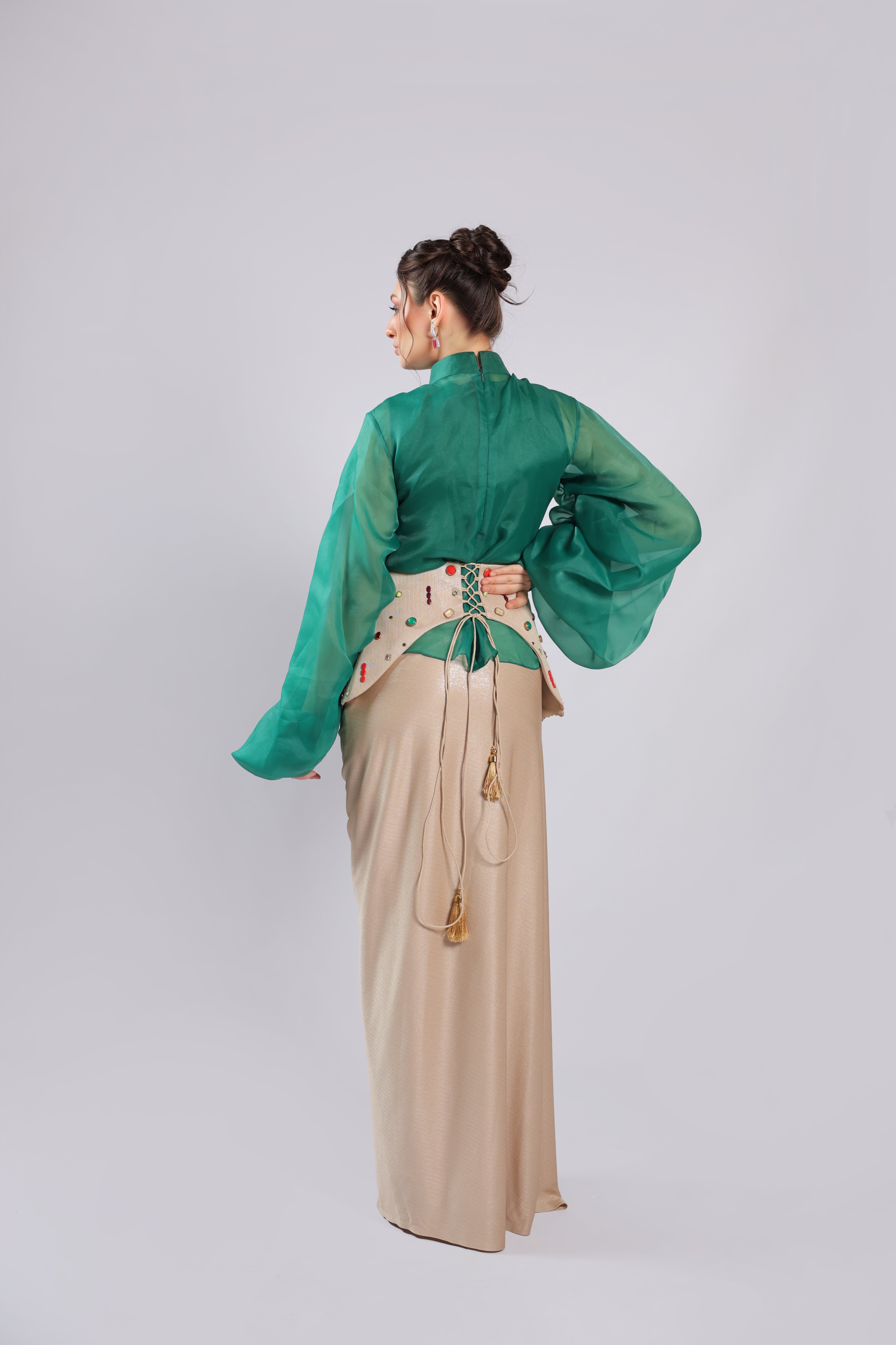 Green Lycra Rm Plazo Suit