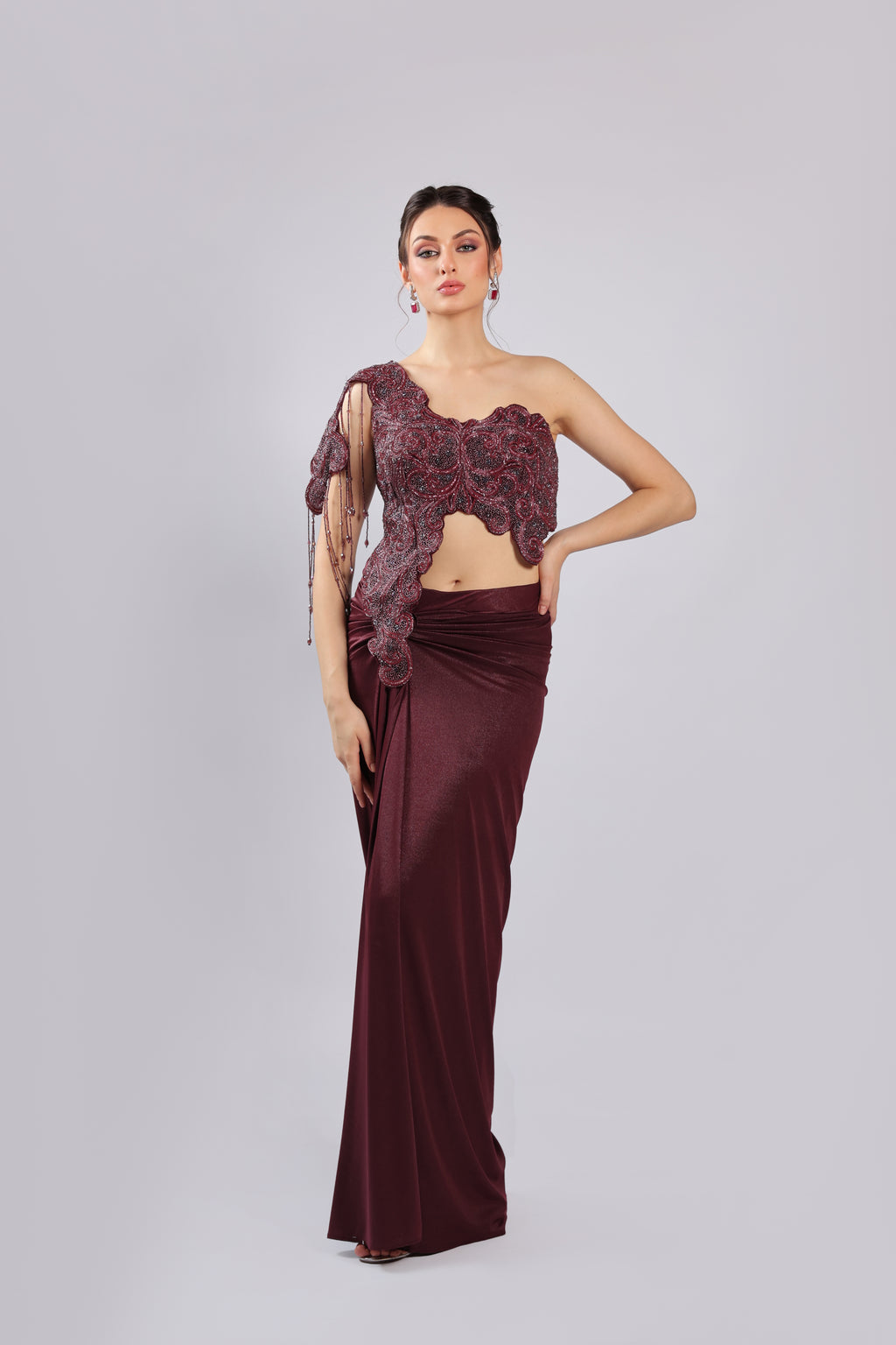 Mahroon Lycra Rm Saree