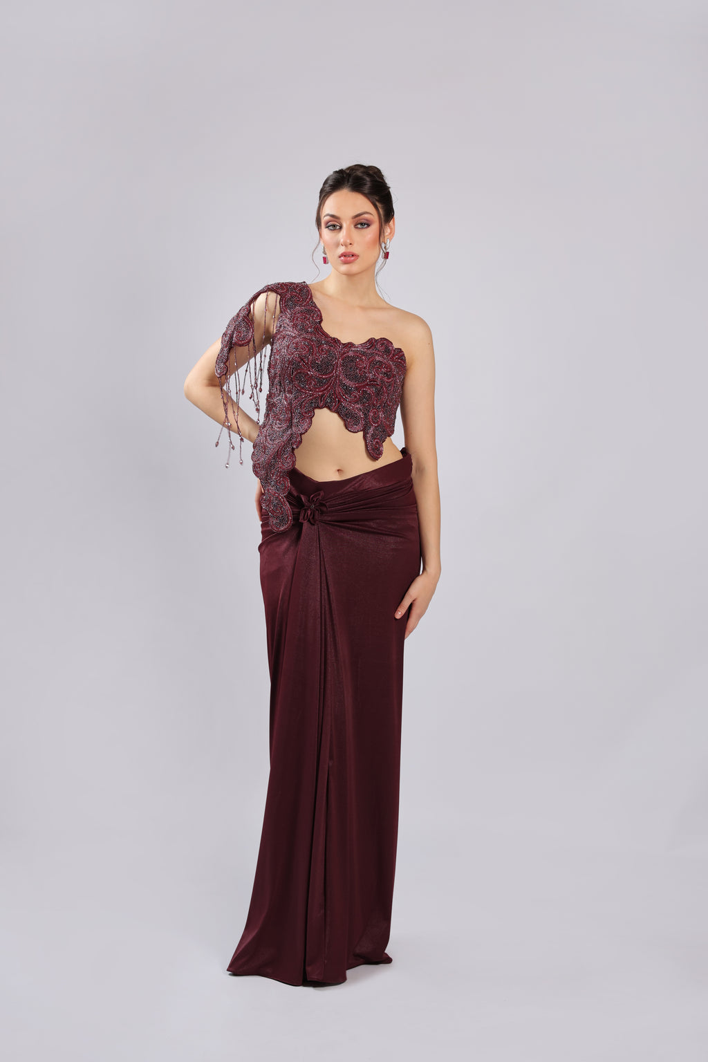 Mahroon Lycra Rm Saree