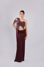 Mahroon Lycra Rm Saree