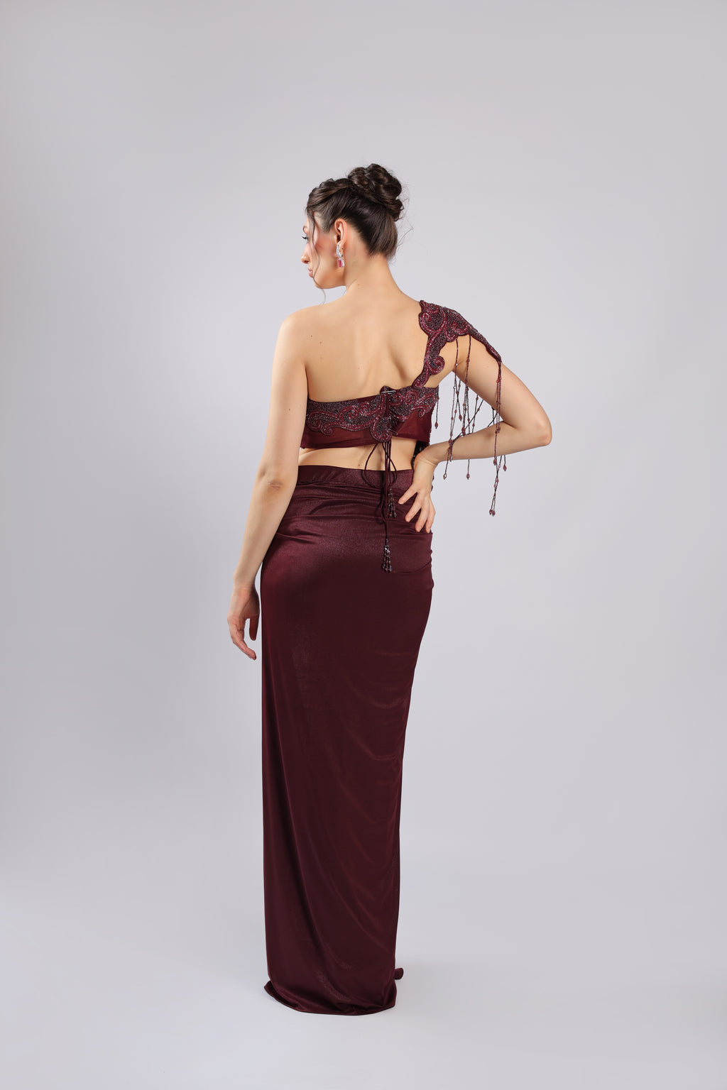 Mahroon Lycra Rm Saree
