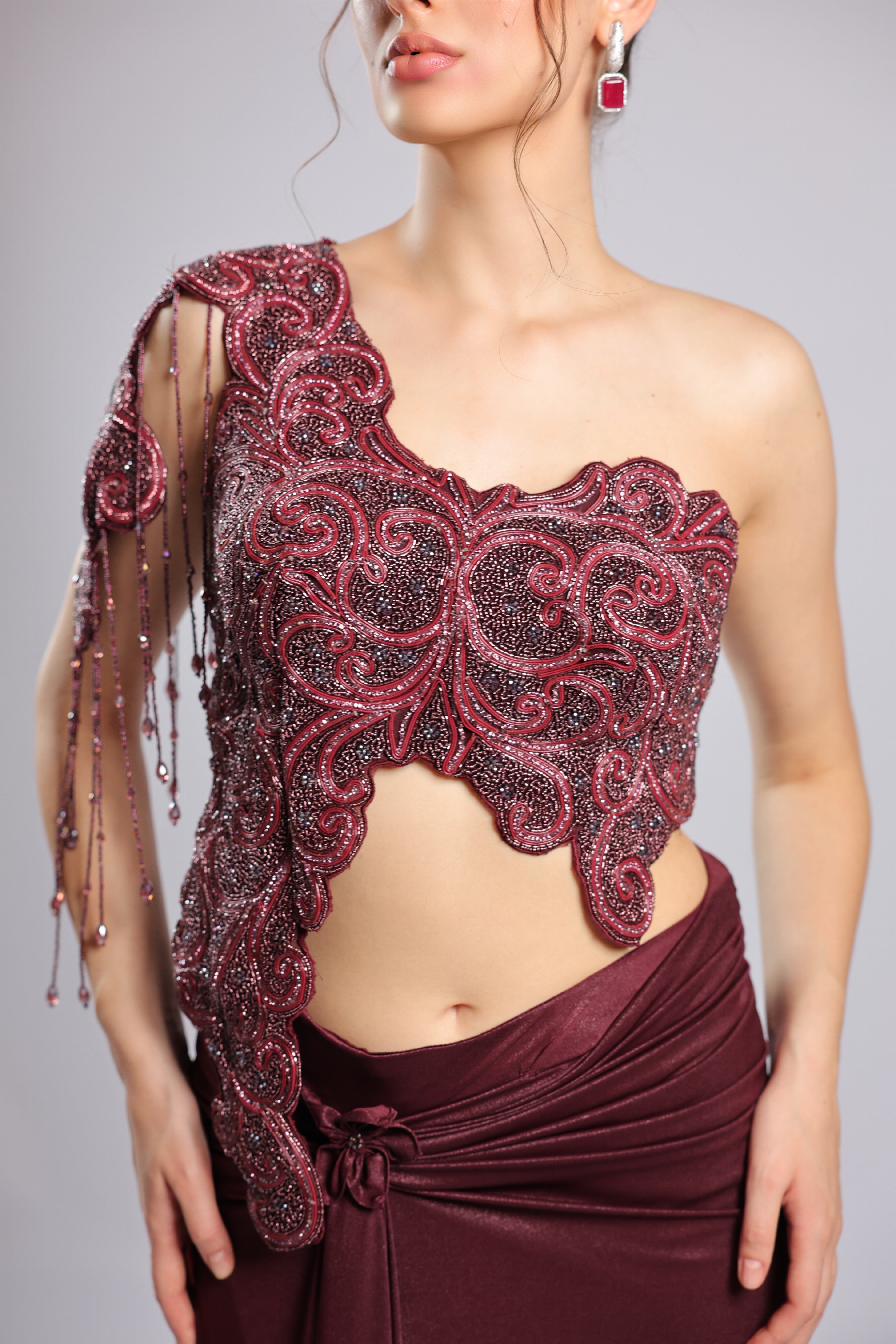 Mahroon Lycra Rm Saree