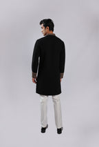 Black Mughal Zari, Resham & Sequin Embroidered Sherwani