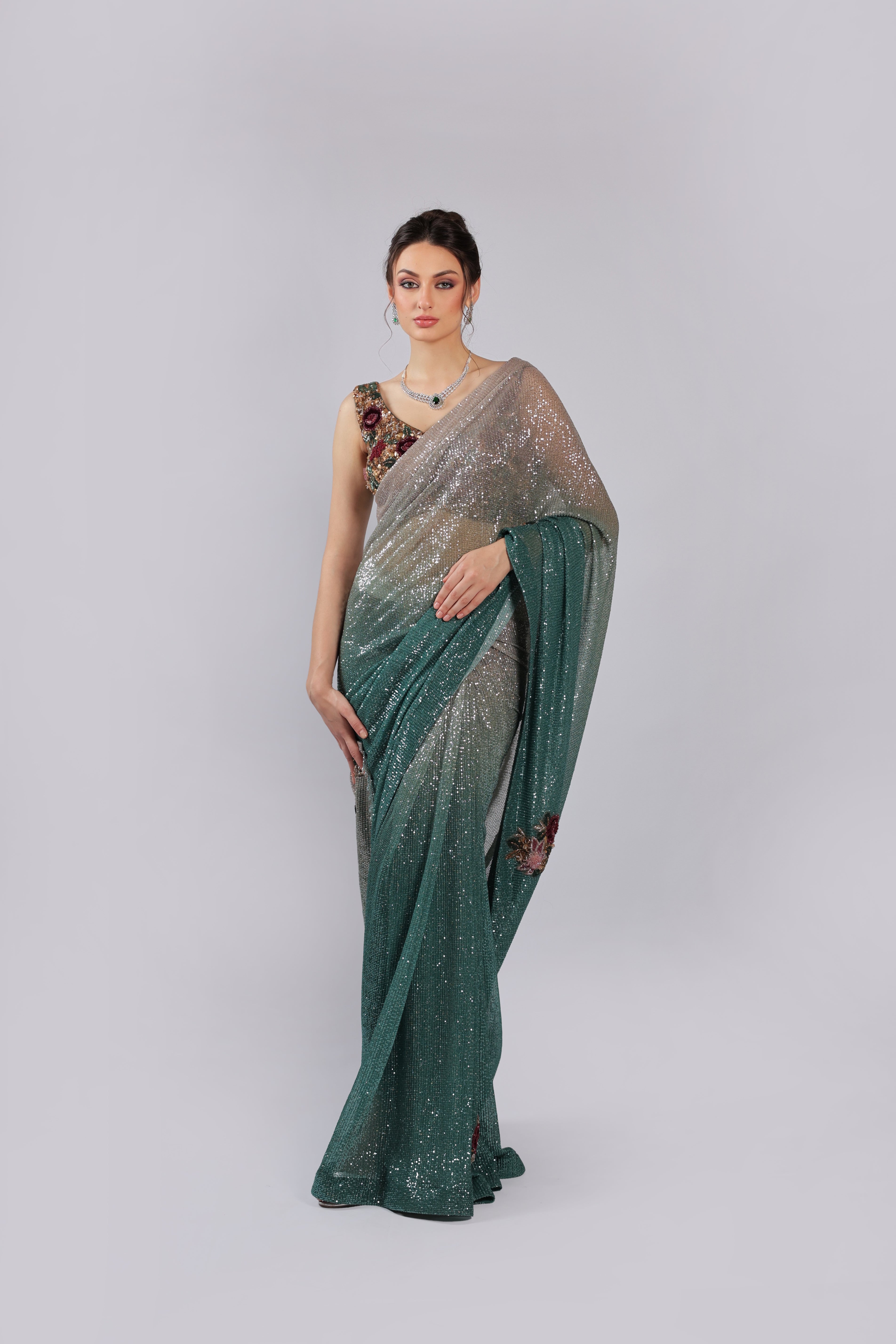 Green Lycra Saree