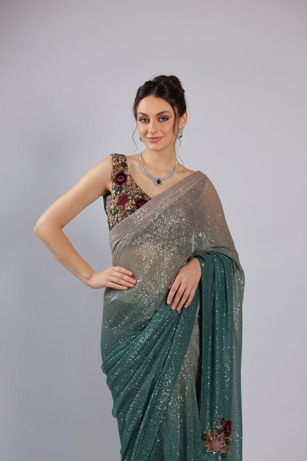 Green Lycra Saree
