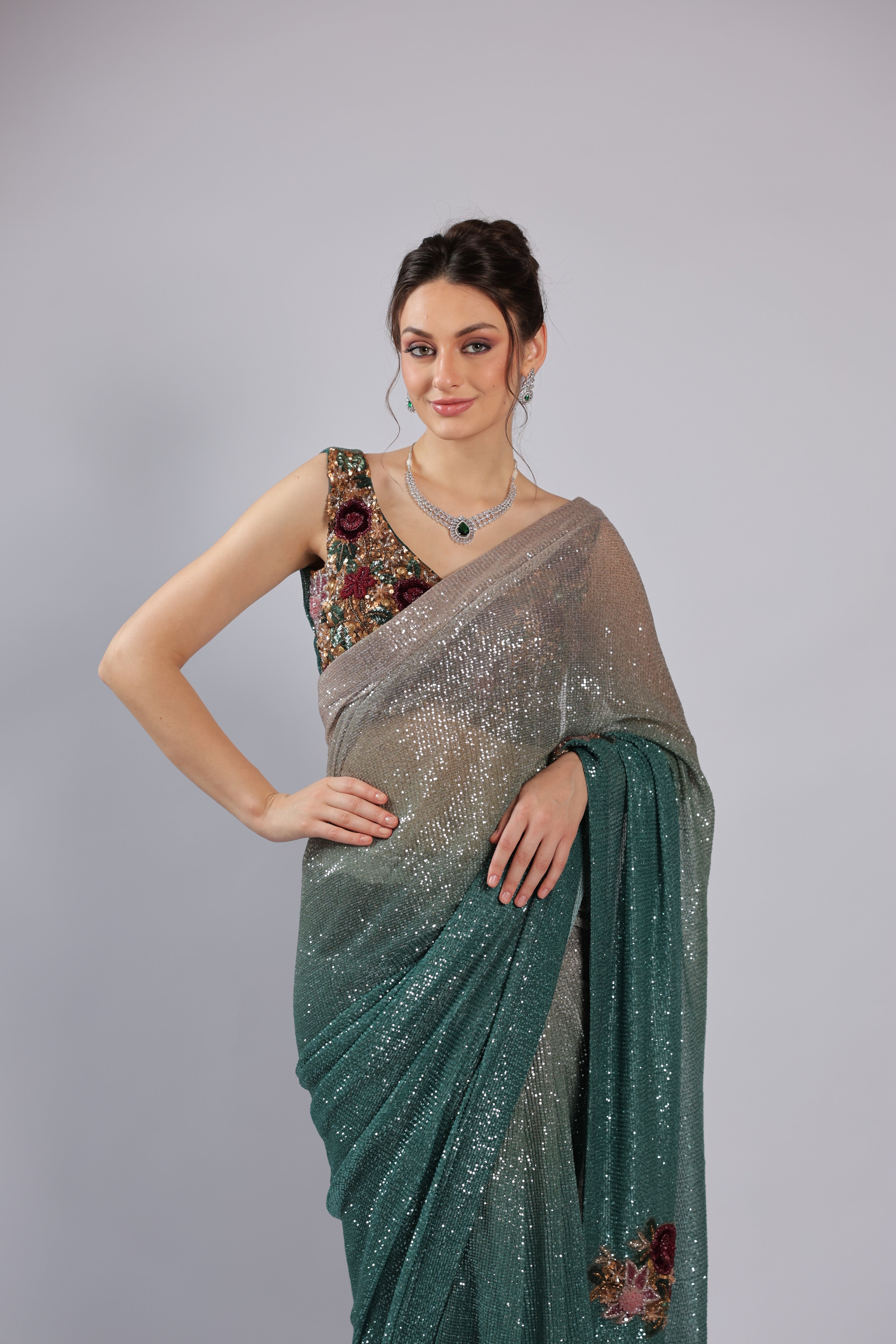 Green Lycra Saree