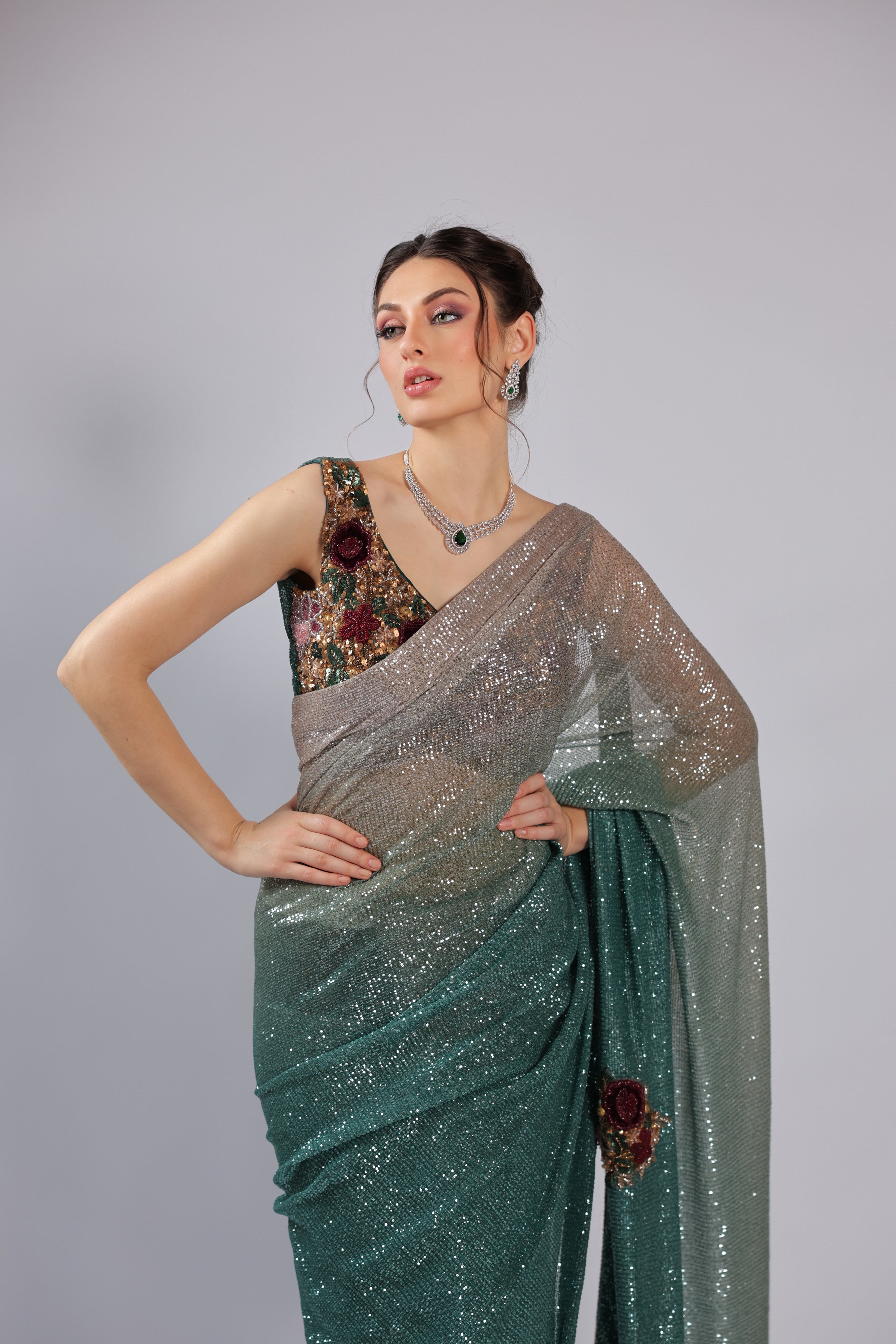Green Lycra Saree