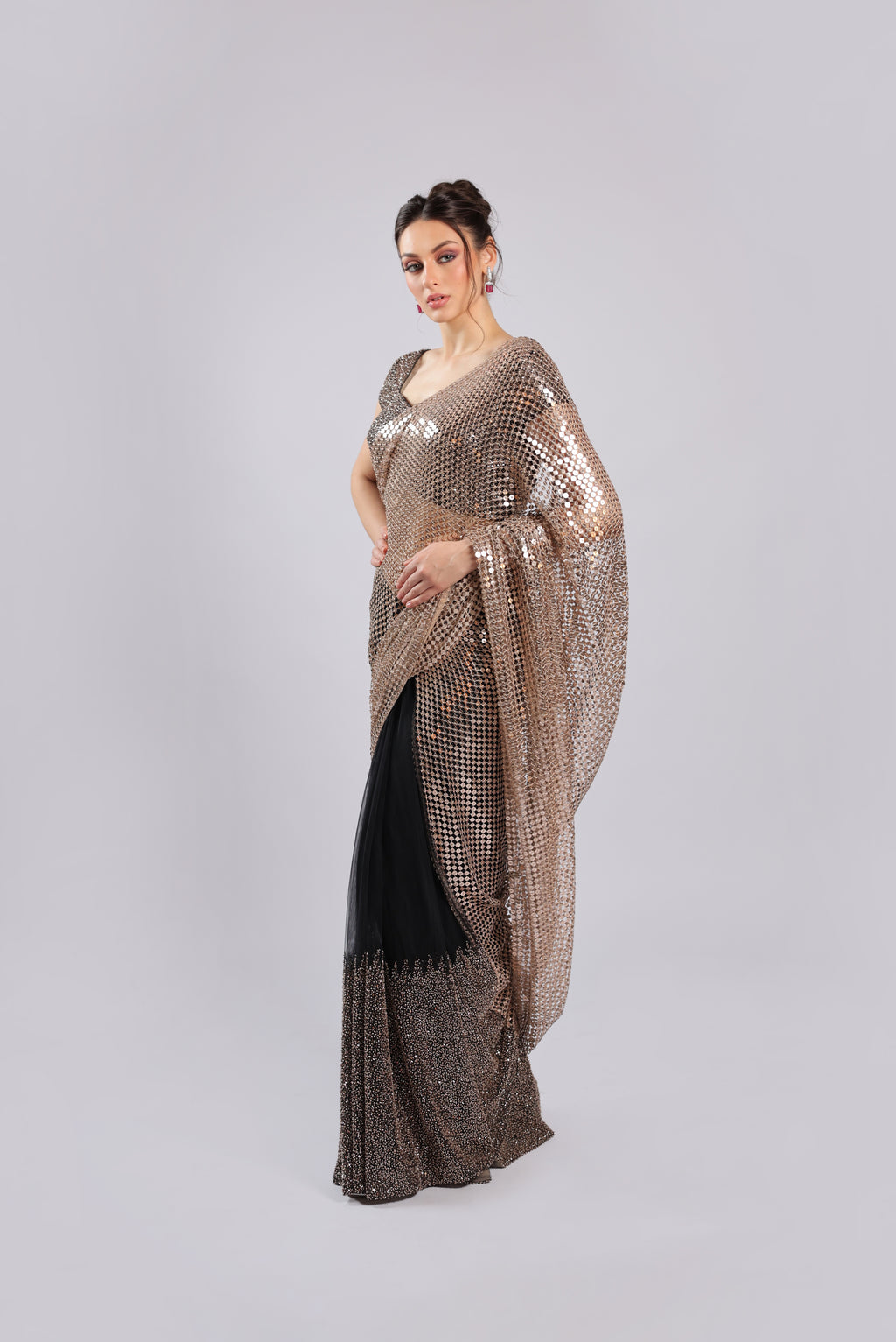 Black Net Saree