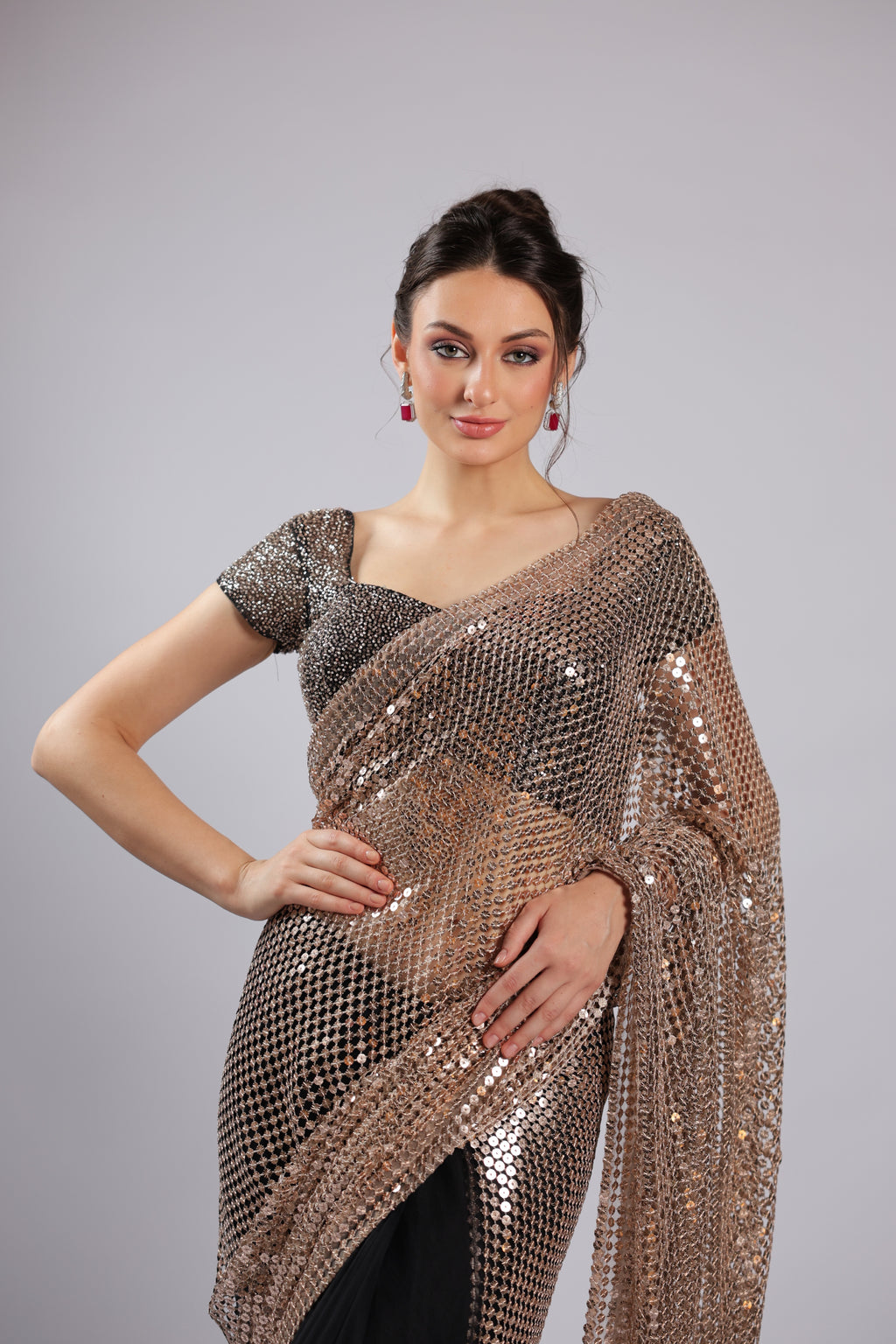 Black Net Saree