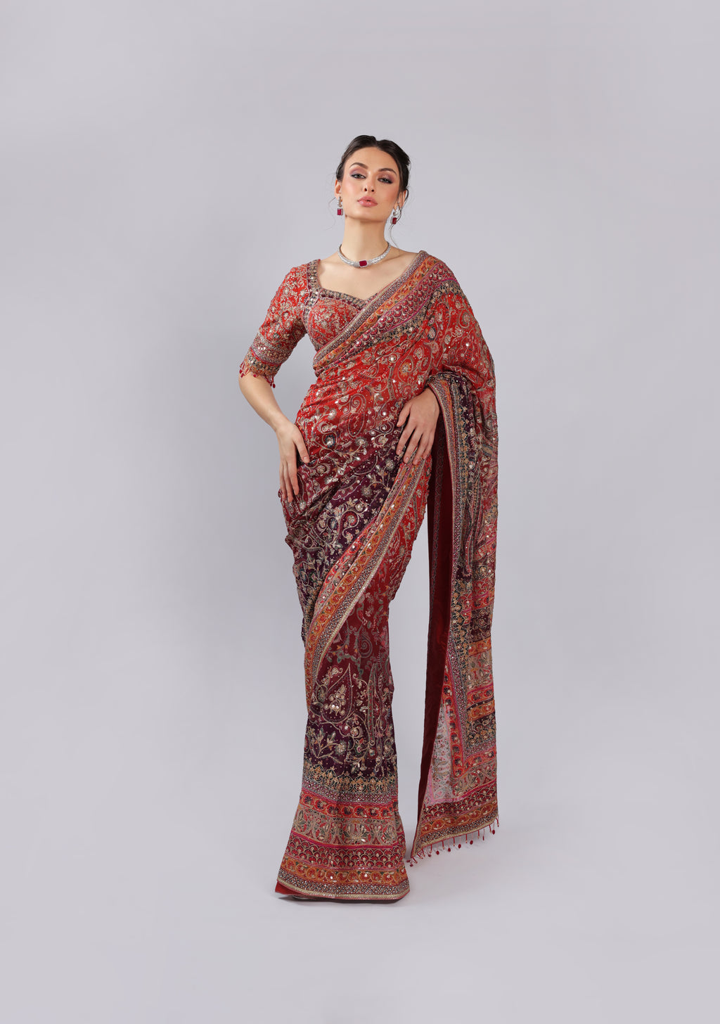 Red Georgette Saree