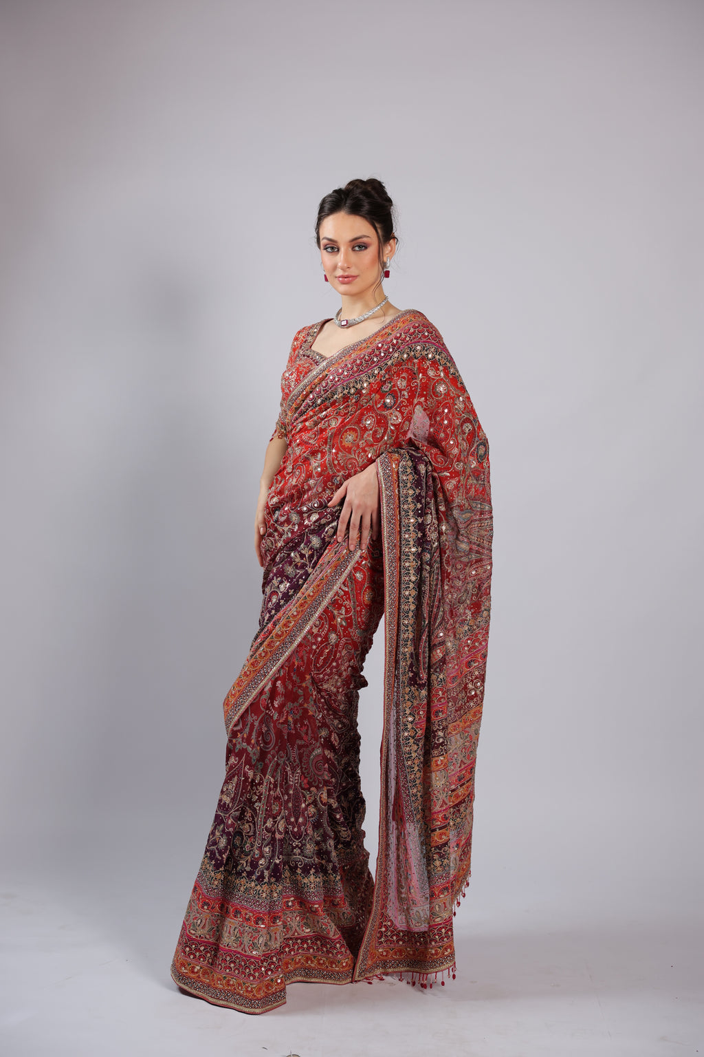 Red Georgette Saree